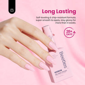 Beetles Romantic Blush nude pink bottle blends with outfits and skin tones