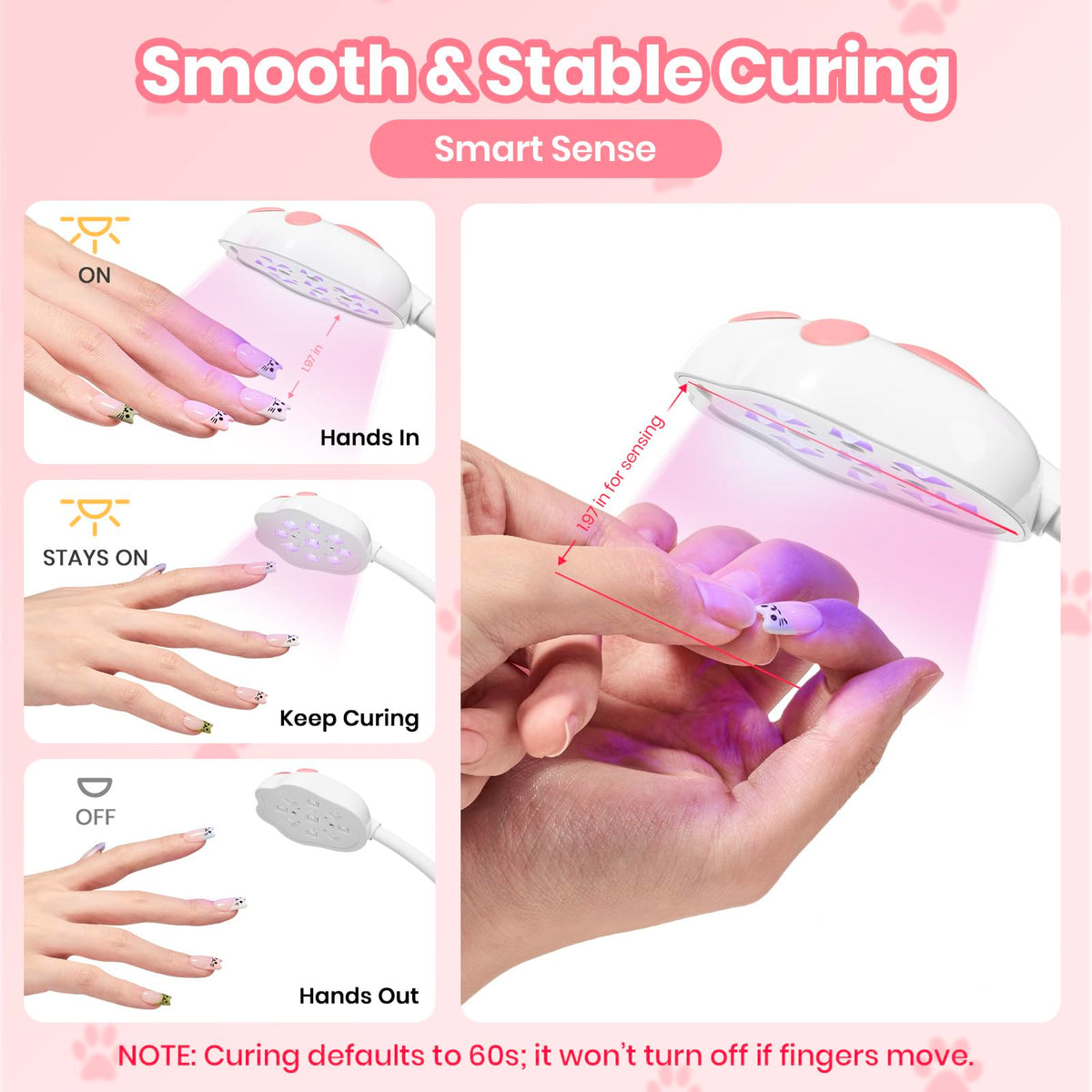 Beetles Meowgic lamp auto sensor activates on hand for easy use.
