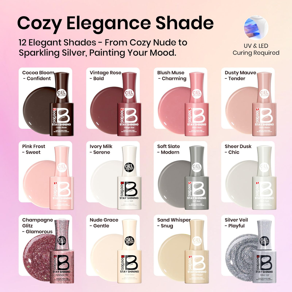 Beetles Stay Shining Cozy Elegance shades for mood-inspired nails