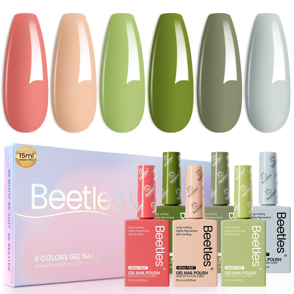 Beetles Summer Gel Polish Set with six colors for versatile home manicures