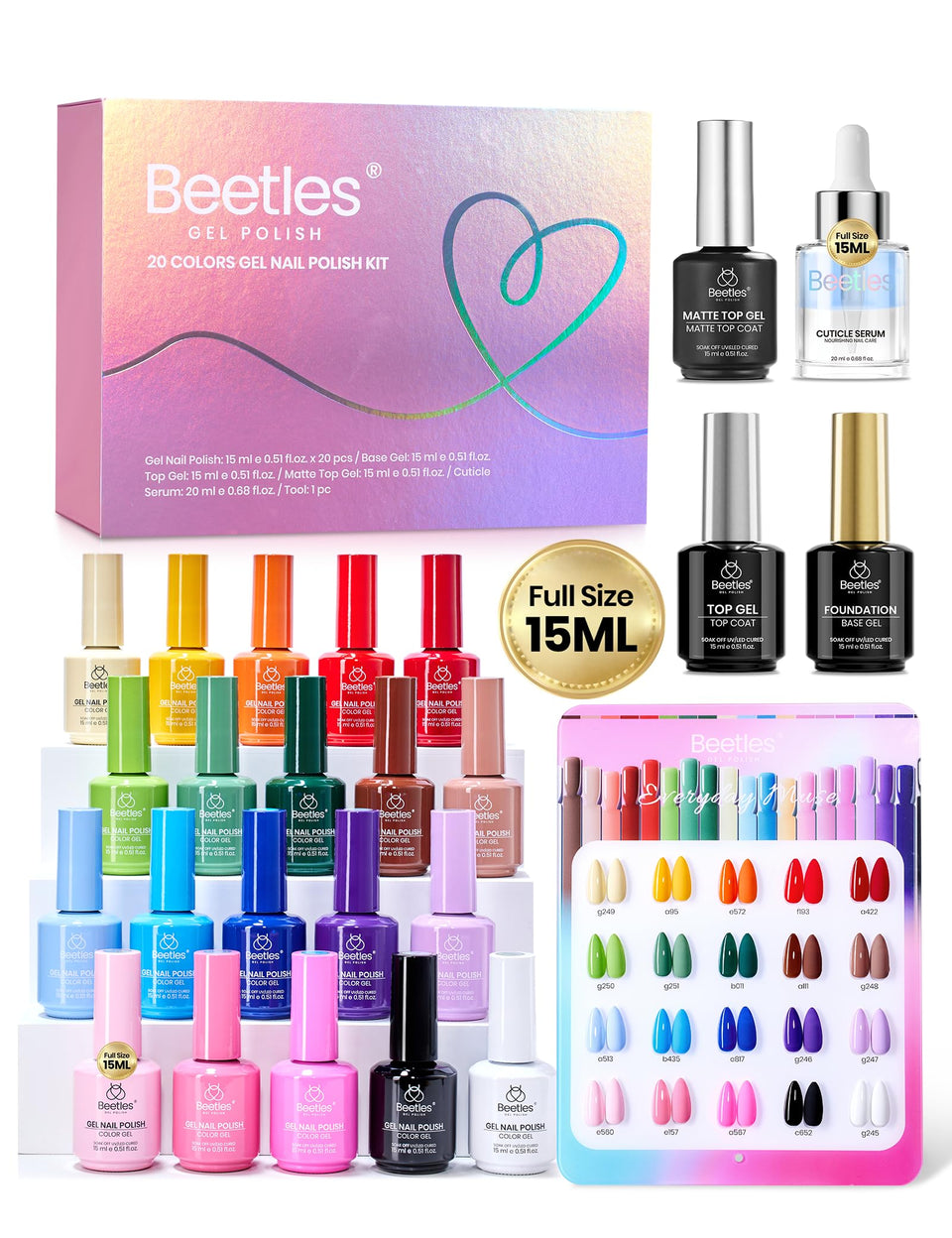 Beetles Gel Polish Everyday Muse display with 20 shades for versatile daily manicures.