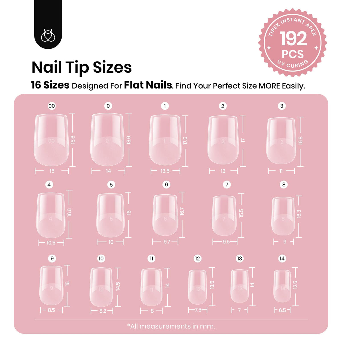 Beetles Tipex 192-piece tip box offers 16 sizes for personalized fits.