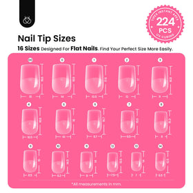 Beetles Tipex 224 tips with 16 sizes arranged for precise fit and secure wear.