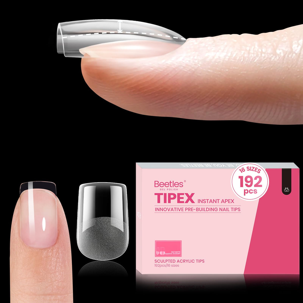 Beetles Tipex Instant Apex built-in apex tips for quick salon-style extensions.