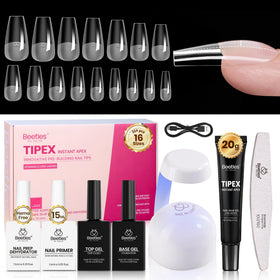 Beetles Tipex Instant Apex Nail Tips Kit box showing all-in-one system for home extensions