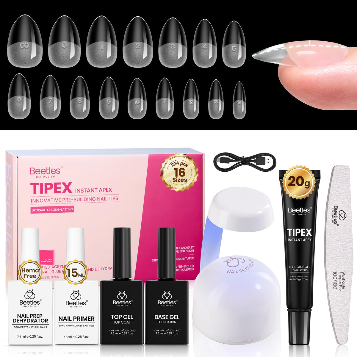 Beetles Tipex instant apex nail tips kit for salon-style extensions.