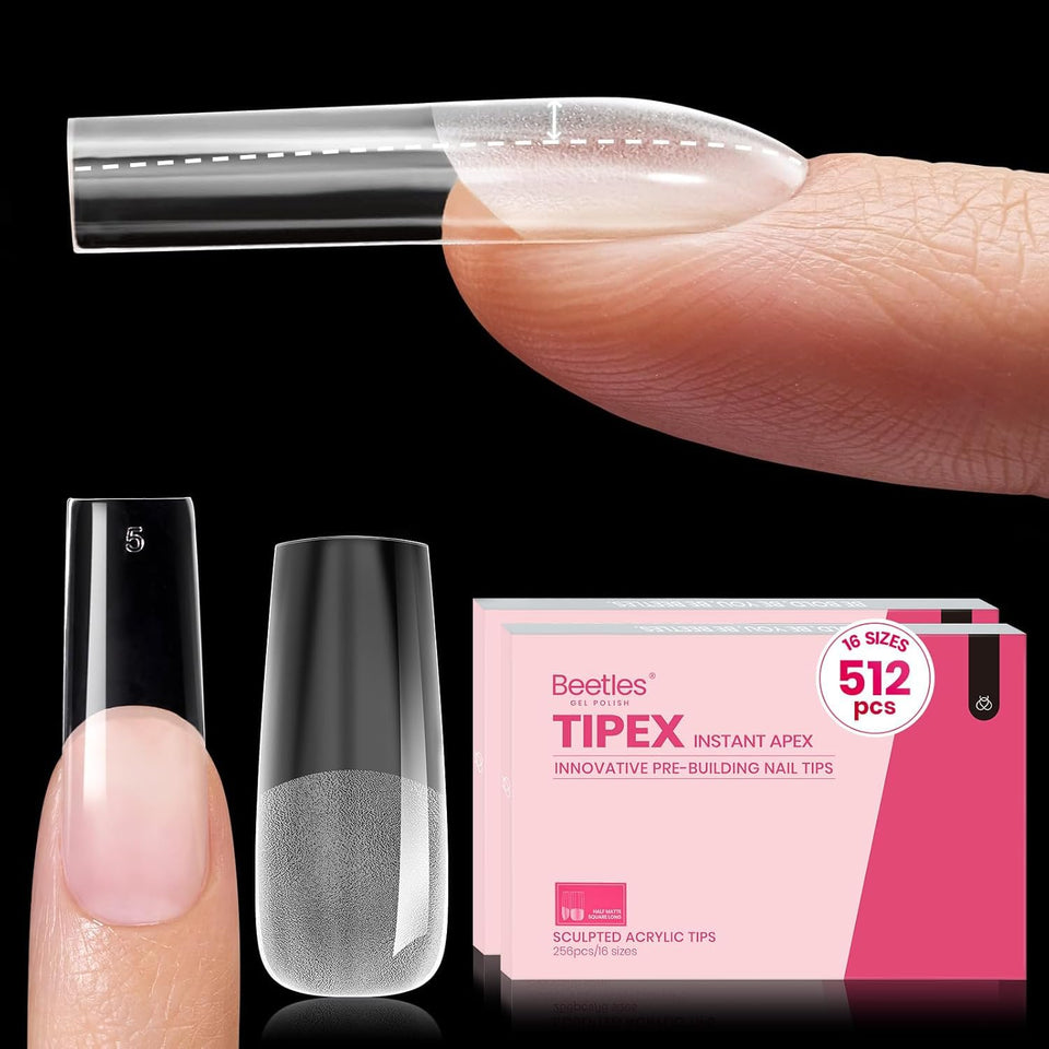 Beetles Tipex Instant Apex nail tips square long for strong full-coverage extensions