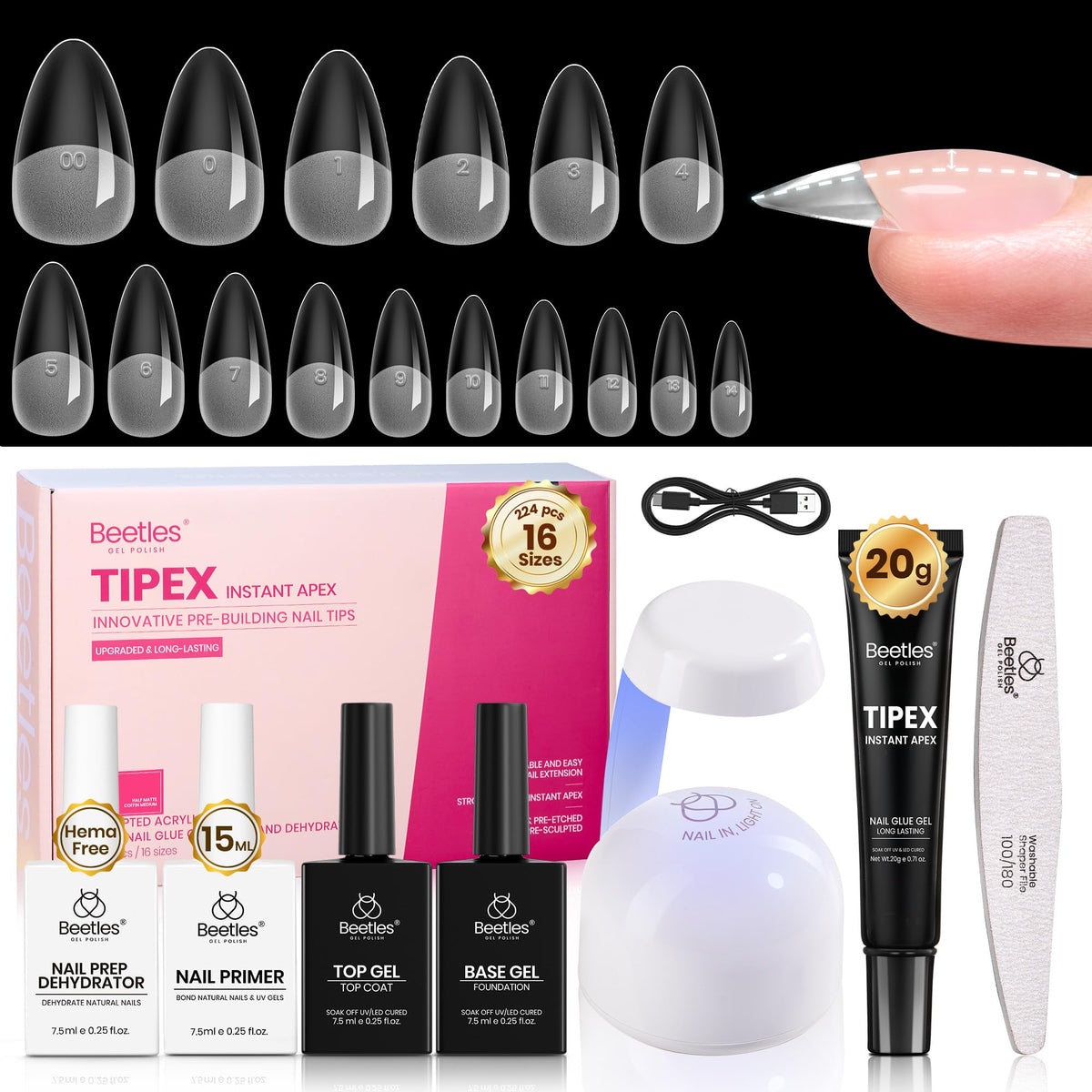 Beetles Tipex instant apex nail tips for quick at-home extensions.
