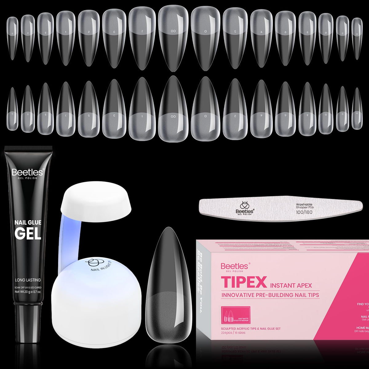 Beetles Tipex Instant Apex Tip showing strong hold for extensions