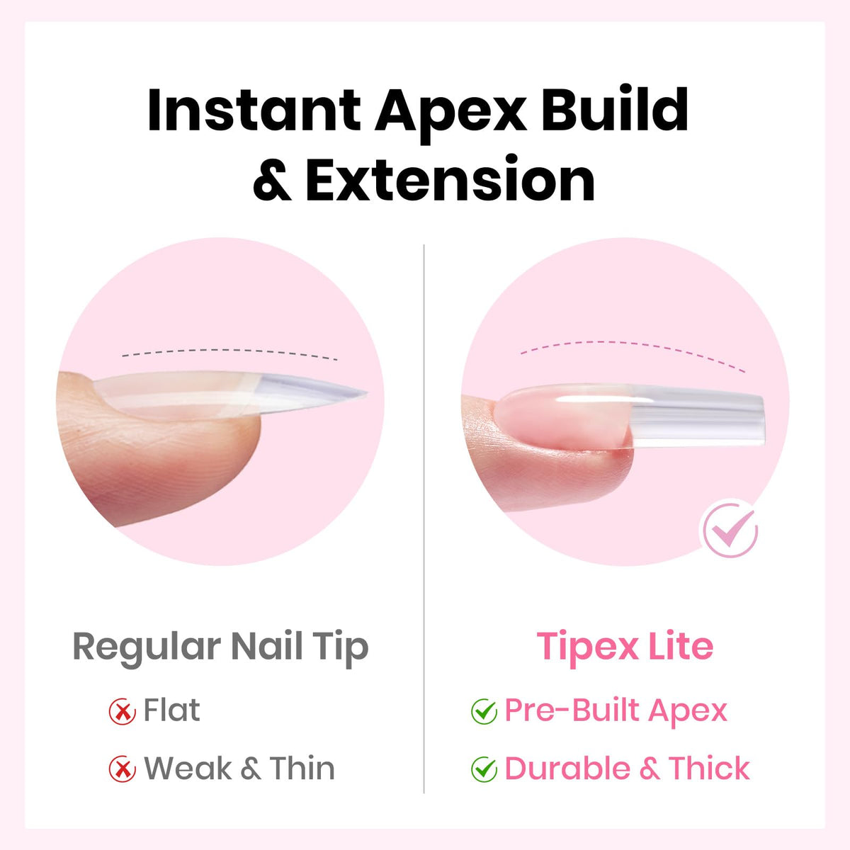 Beetles Tipex Lite built-in apex adds natural structure in a snap