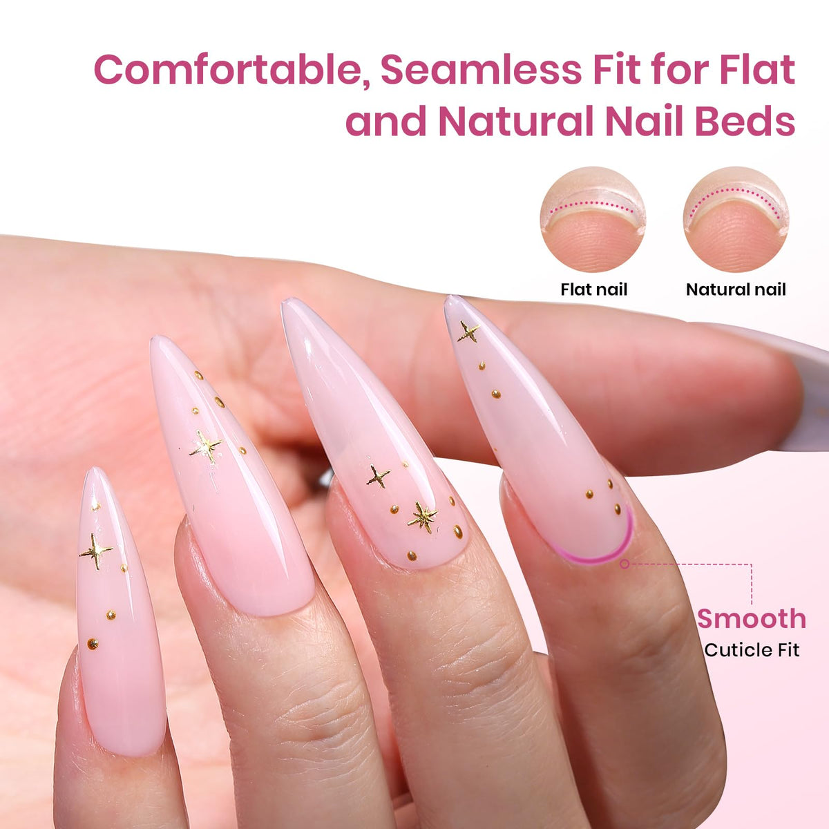 Beetles Tipex Lite flat-nail-friendly tips arranged for natural fit.