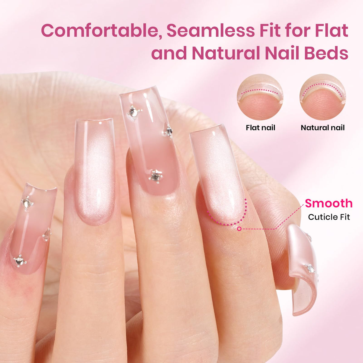 Beetles Tipex Lite flat-nail-friendly design fits natural nails
