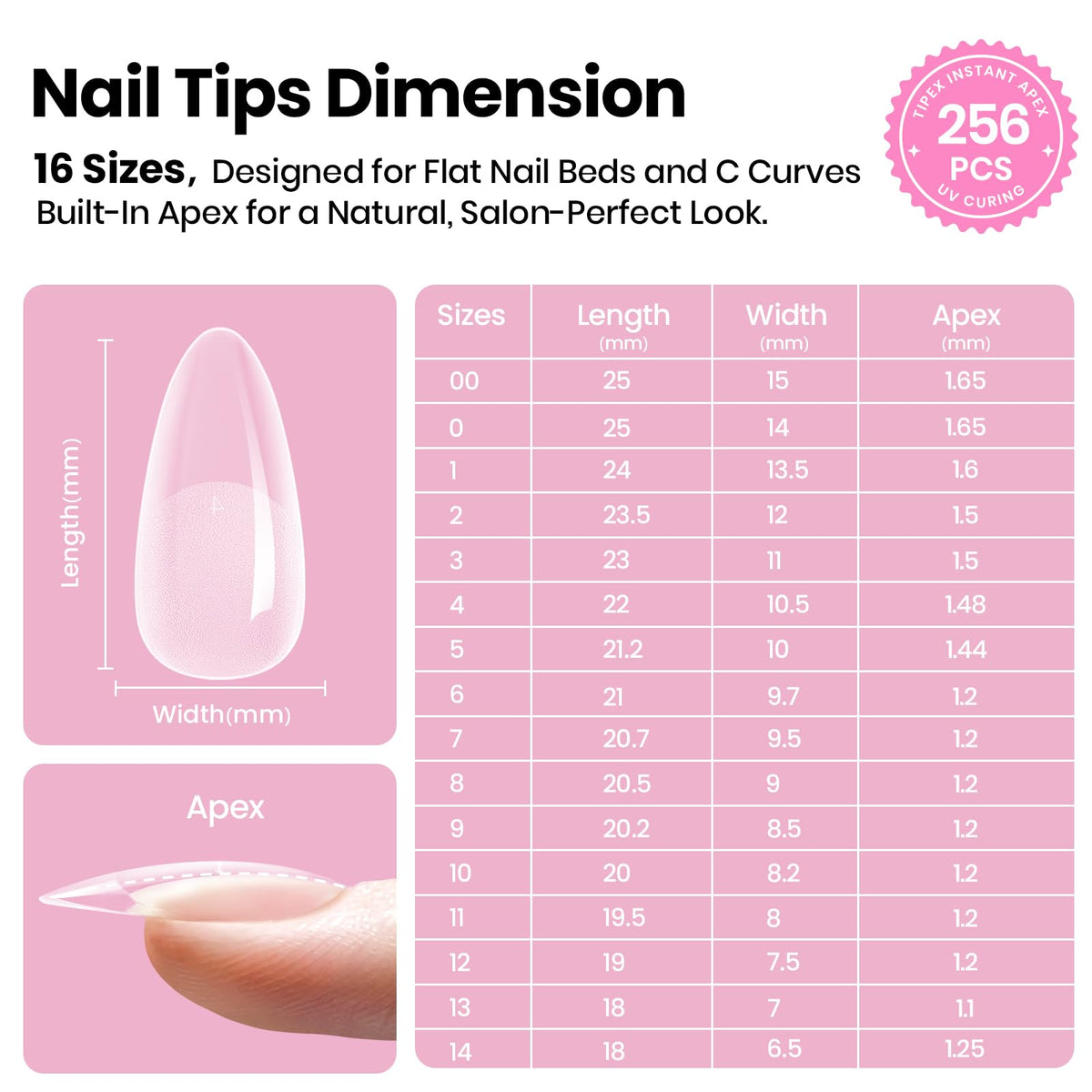 Beetles Tipex Lite flat-nail friendly design fits flat nails well