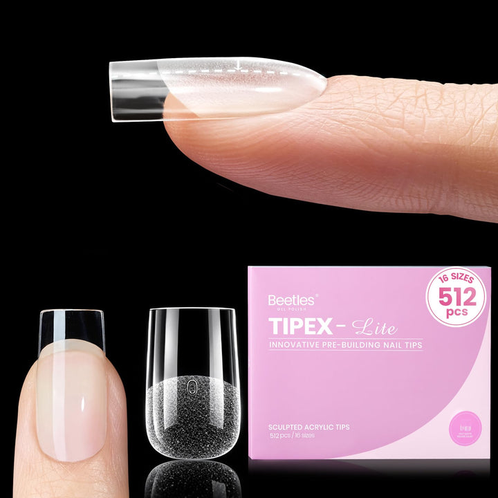 Beetles Tipex Lite instant apex tips for square short nails, fast, strong sets