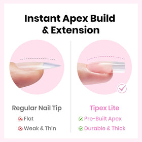 Beetles Tipex Lite pre-built etched tips for flat nails with natural finish