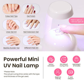 Beetles Tipex mini UV lamp sensor-activated for fast, uniform curing.