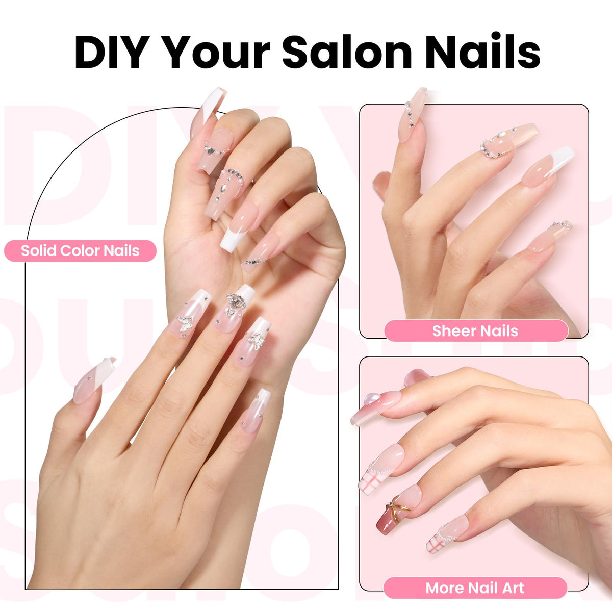 Beetles Tipex nail tips 16 sizes laid out for precise finger fit