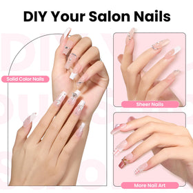 Beetles Tipex nail tips 16 sizes laid out for precise finger fit