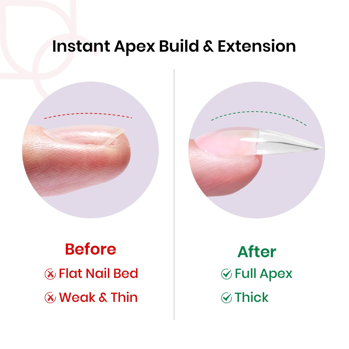 Beetles Tipex Pre-filed base tips enable easy, ready-to-apply nail builds.