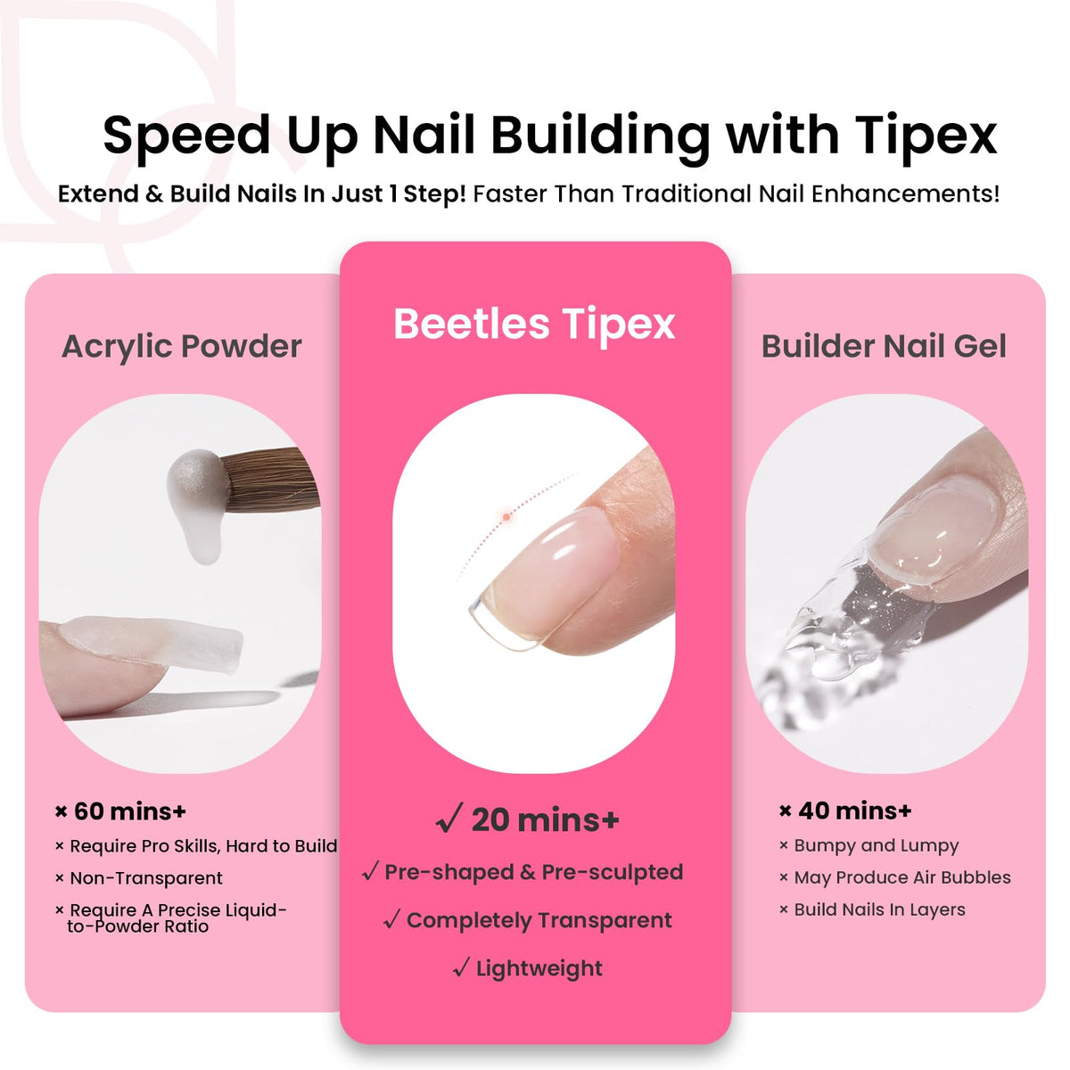 Beetles Tipex solid nail glue in a squeeze tube for mess-free application.