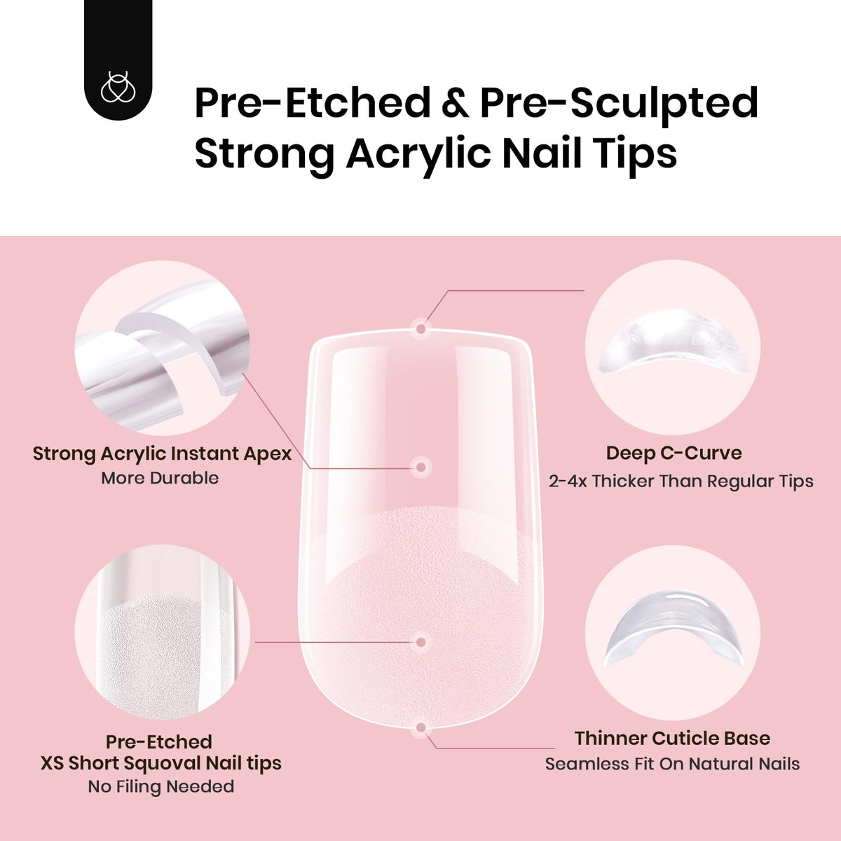 Beetles Tipex thick tips compatible with standard gel glue for secure adhesion.