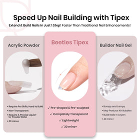 Beetles Tipex thick tips add strength while preserving natural-looking C-curve.