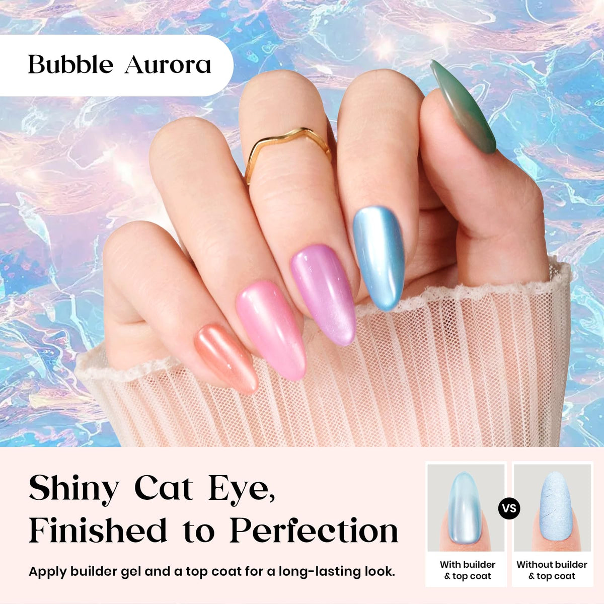 Beetles X Press Cat Eye Nails 16 sizes kit for precise fit