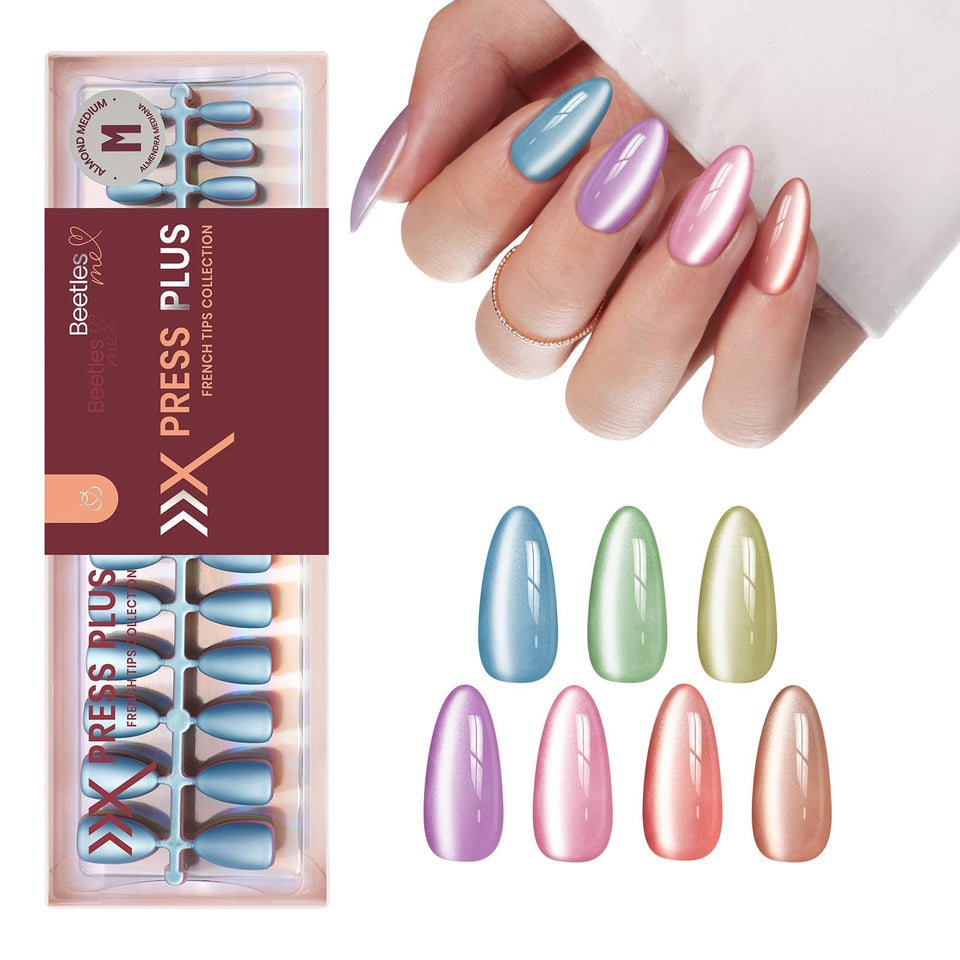 Beetles X Press Cat Eye Nails Bubble Aurora closeup showing radiant shimmer for DIY nails