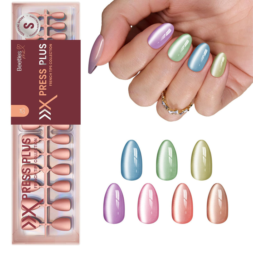 Beetles X Press Cat Eye Nails Soda Aurora packaging for quick, salon-like application.