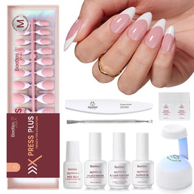 Beetles X Press Plus Peachy French kit box for at-home manicure.