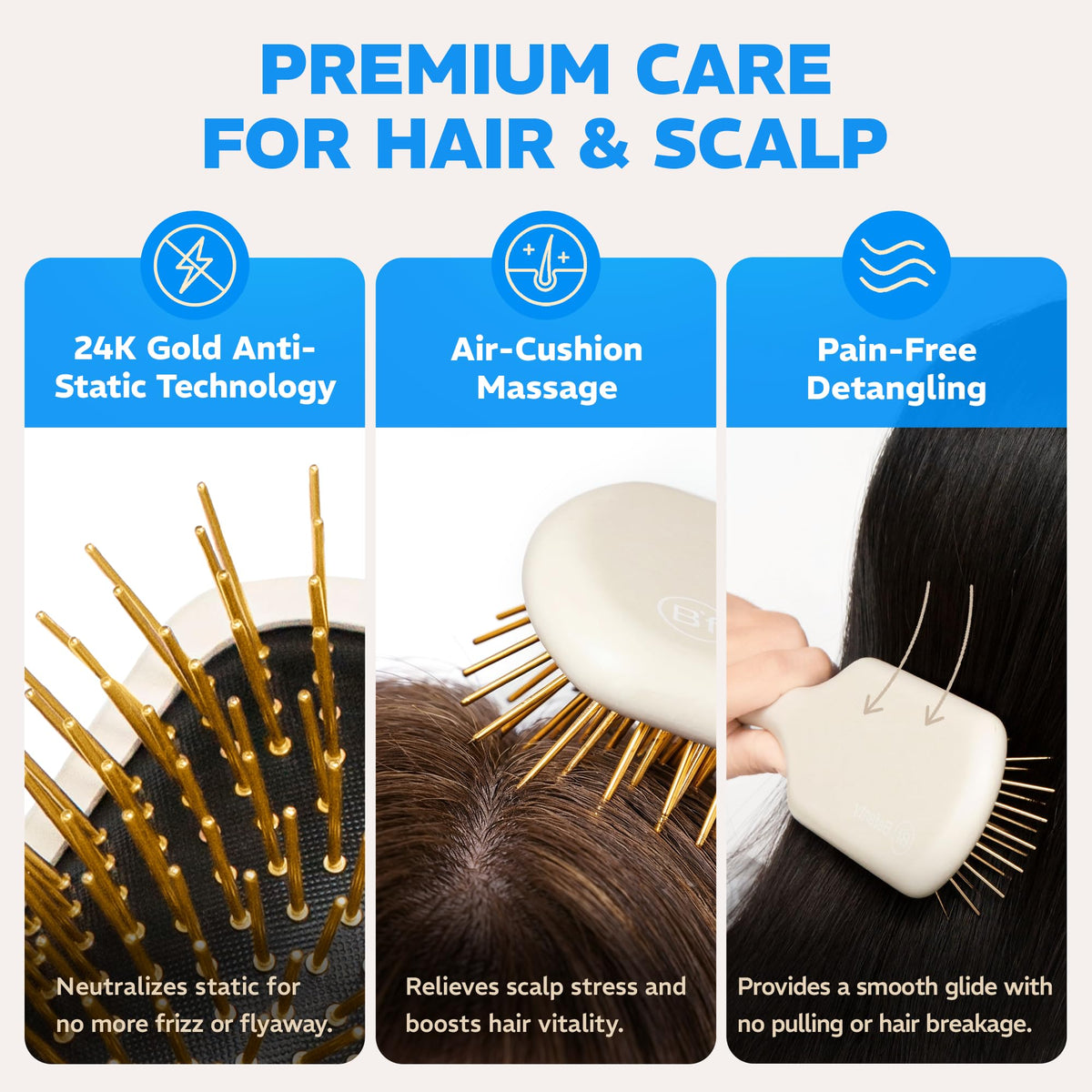 Befanty scalp massage pins with gold finish for relaxing scalp stimulation