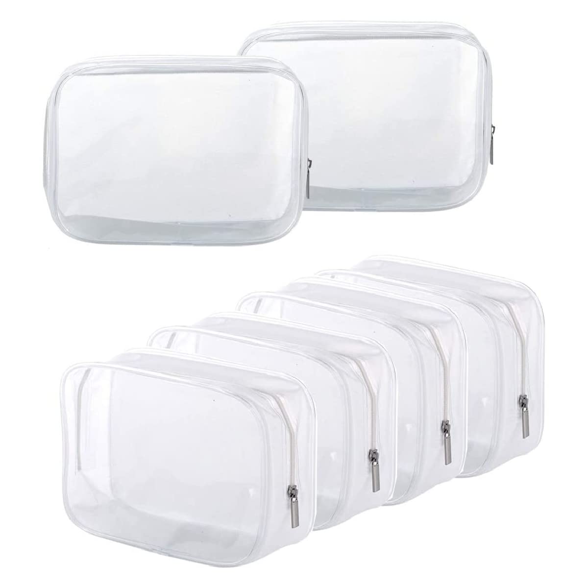BEFORYOU 6-pack clear toiletry bags with open-top zipper for easy packing