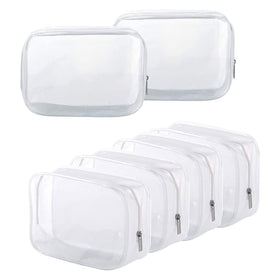 BEFORYOU 6-pack clear toiletry bags with open-top zipper for easy packing