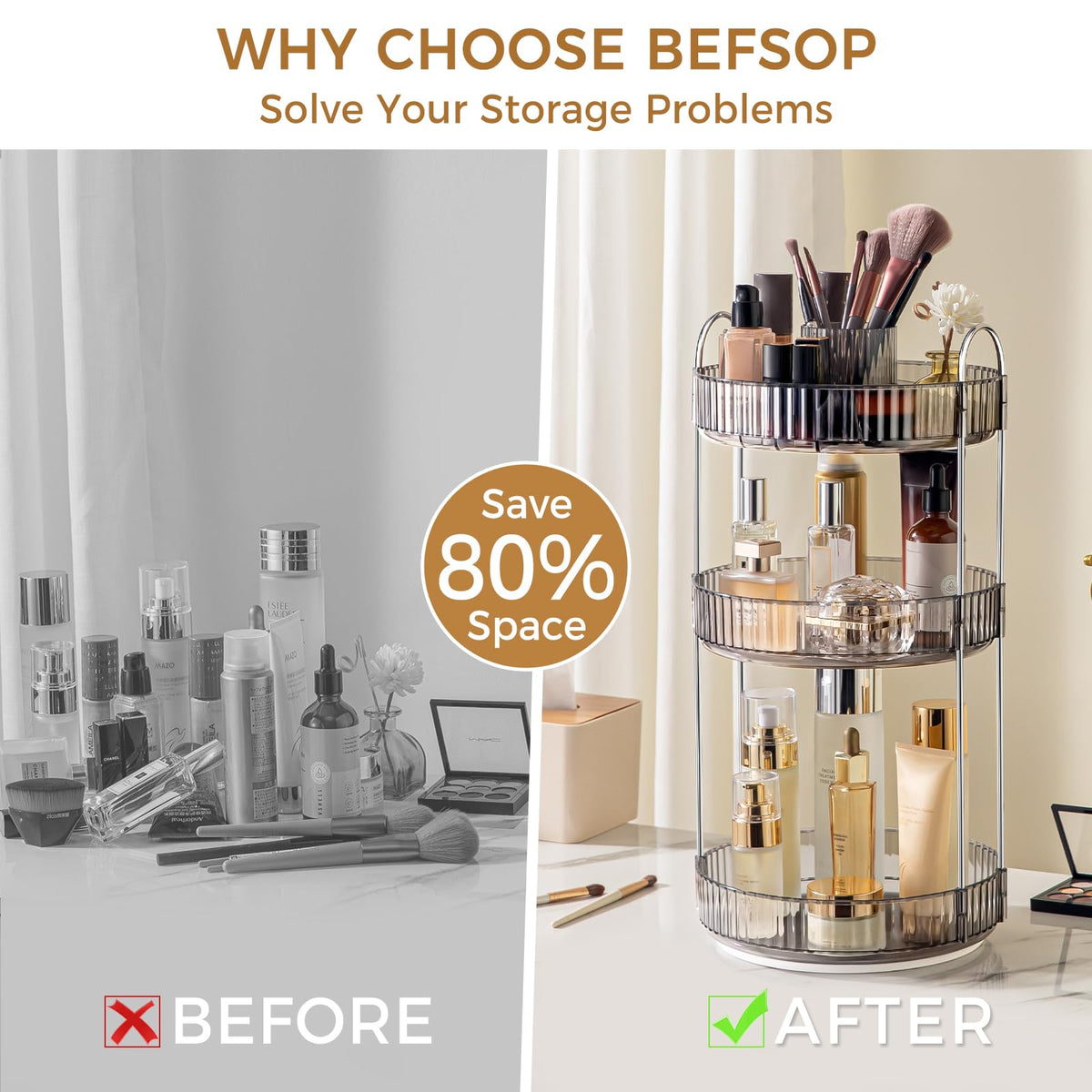 BEFSOP detachable trays are easy to clean and reconfigure for flexible storage.