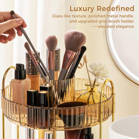 BEFSOP makeup brush holder integrated into the tray keeps brushes organized and ready.
