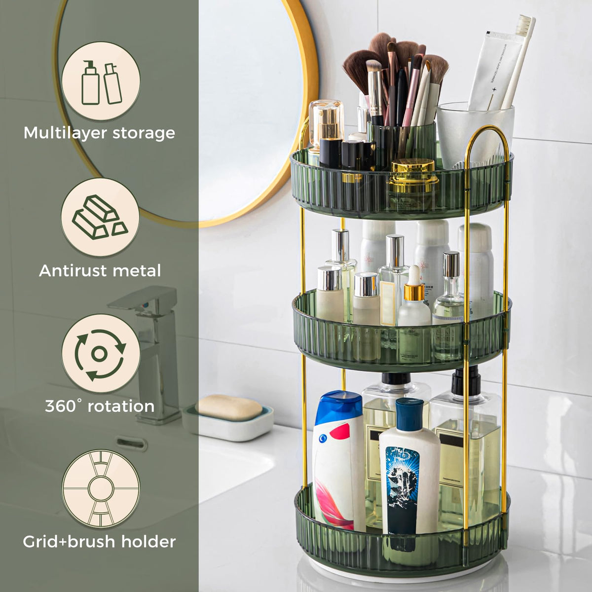 BEFSOP space-saving storage maximizes counter space and organization.