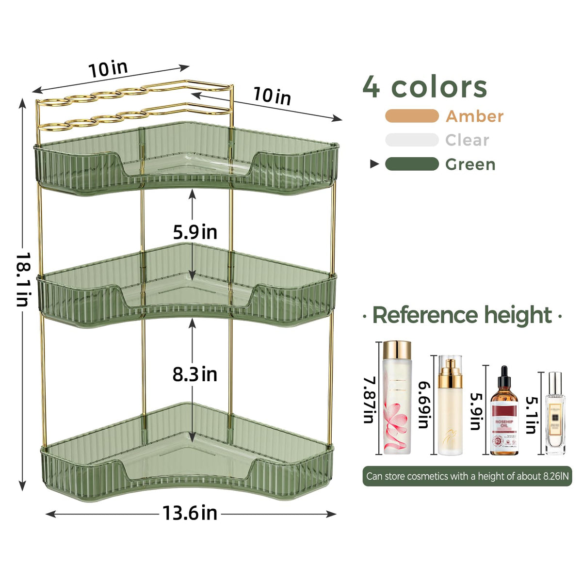 BEFSOP upgraded 3-tier makeup organizer highlighting expanded storage for skincare and brushes.
