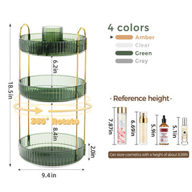 BEFSOP upgraded 3-tier skincare-perfume storage keeps vanity tidy.