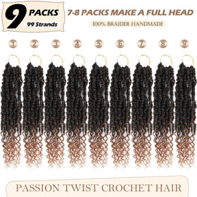 BEFUNNY passion twist ombre brown curls close-up showing natural gradient.