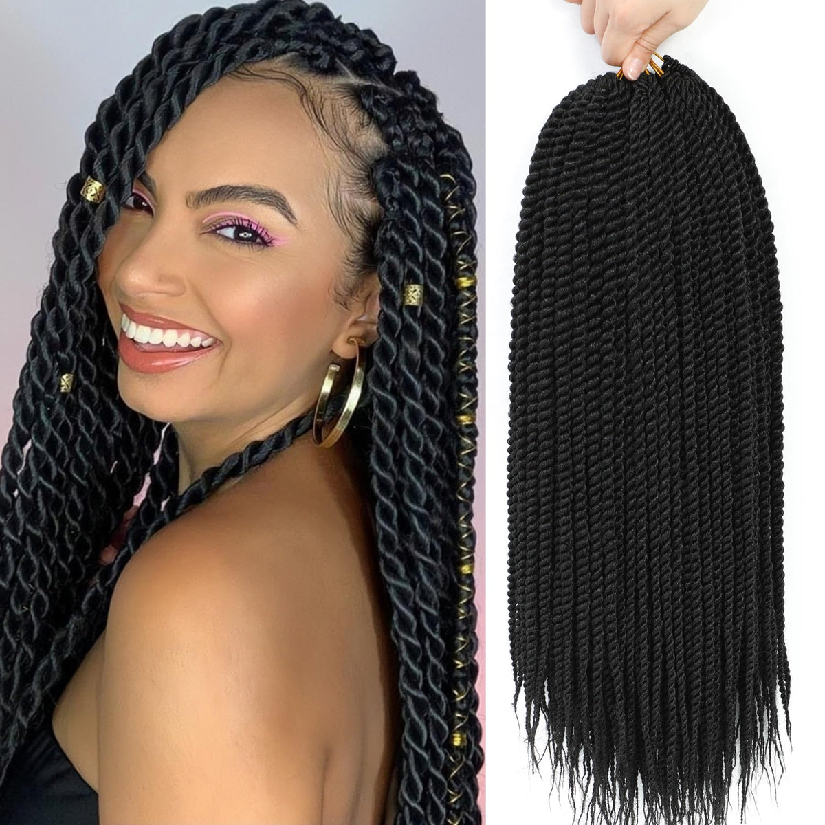 BEFUNNY Senegalese twist crochet hair full head 18in for a natural, versatile look.