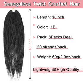 BEFUNNY pre-looped Senegalese twist 18in for quick, beginner-friendly crochet installation.