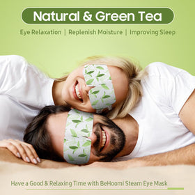 BeHoomi steam eye mask flat lay showing single-use design for quick reset.