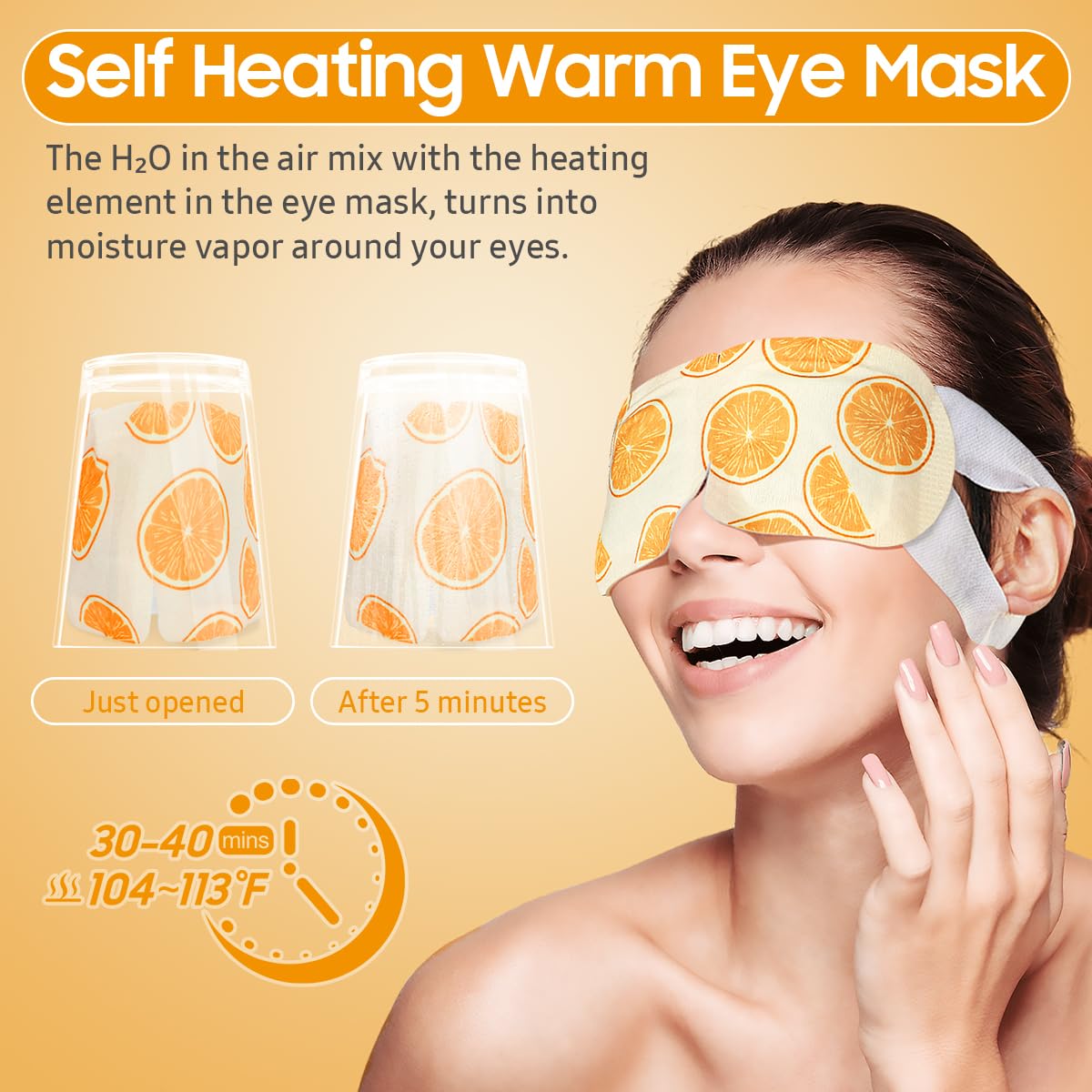 Image highlights gentle steam and warm compress benefits for eye comfort.