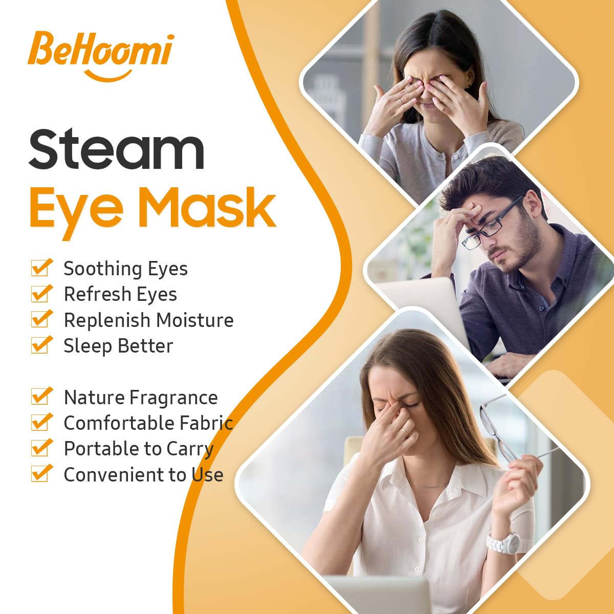 BeHoomi steam eye mask delivers gentle warmth around the eyes
