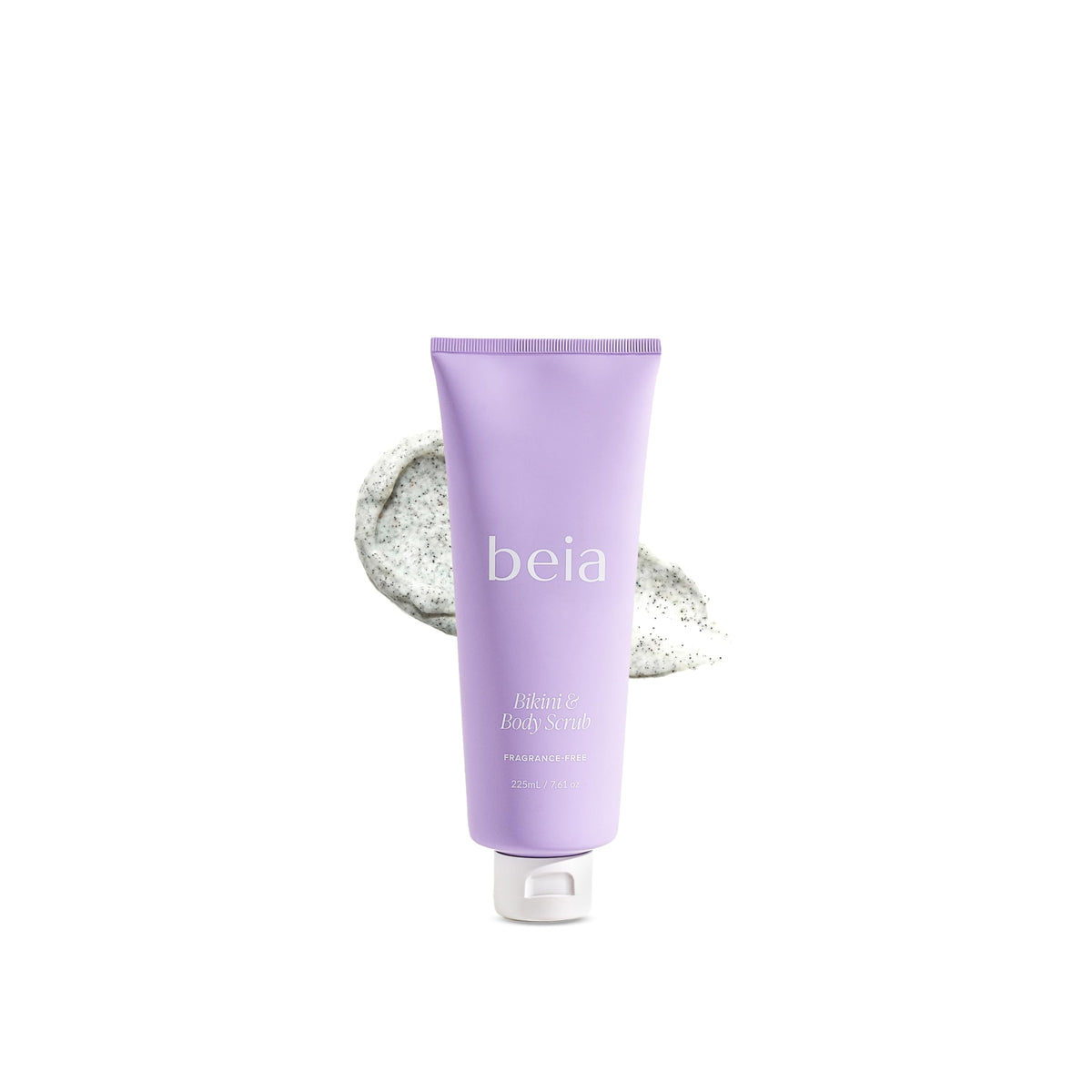 Beia Bikini & Body Scrub bottle showing gentle exfoliation for smoother skin