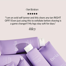 Beia self-care routine with scrub for radiant, hydrated skin