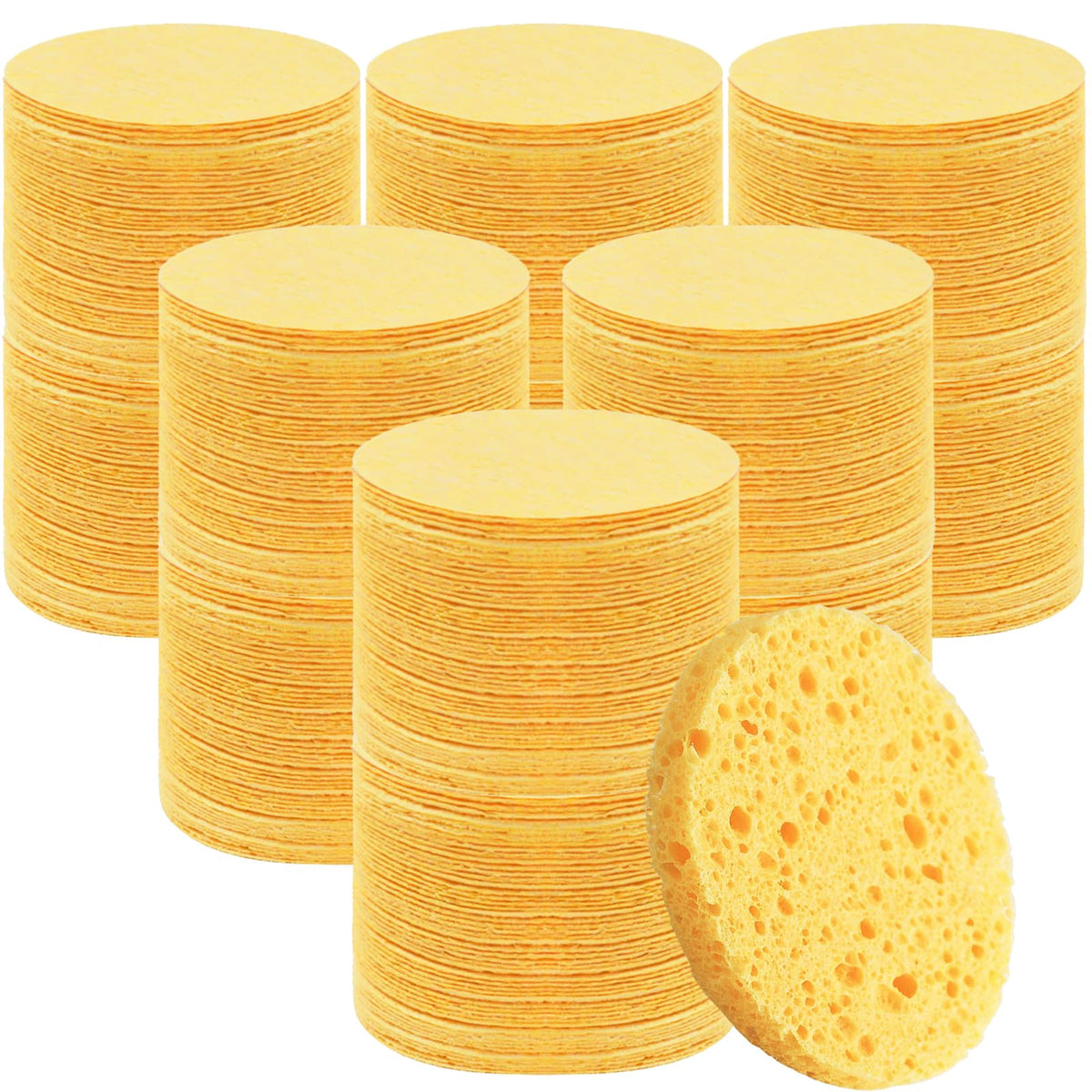 Beieverluck 300-count compressed facial sponges pack shows soft cleansing in a compact bundle.