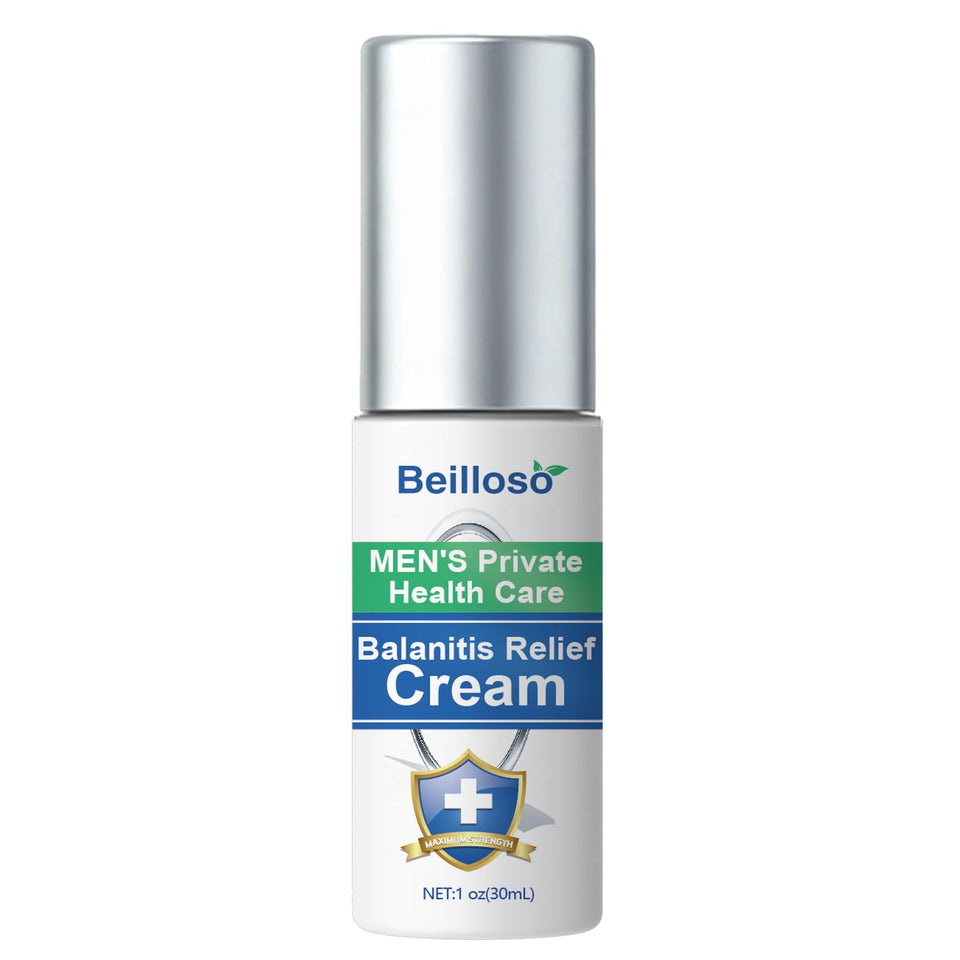 Beilloso Balanitis Relief Cream bottle offers soothing, fast-acting comfort for intimate care.