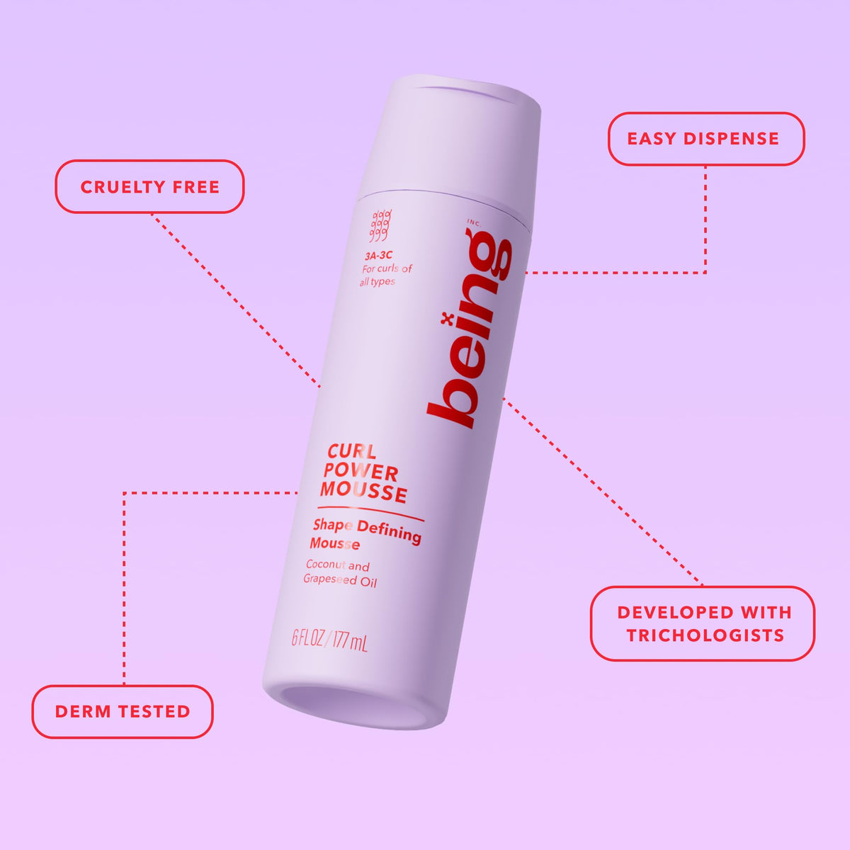 BEING CURL POWER MOUSSE used before diffusing for lift and definition.
