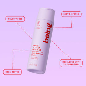 BEING CURL POWER MOUSSE used before diffusing for lift and definition.